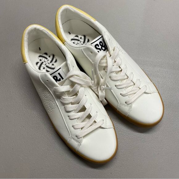 Sam & Libby Sneaker Lace Up Shoe White Tan Flat Comfort Womens Size 8 NIB NEW - Picture 3 of 9